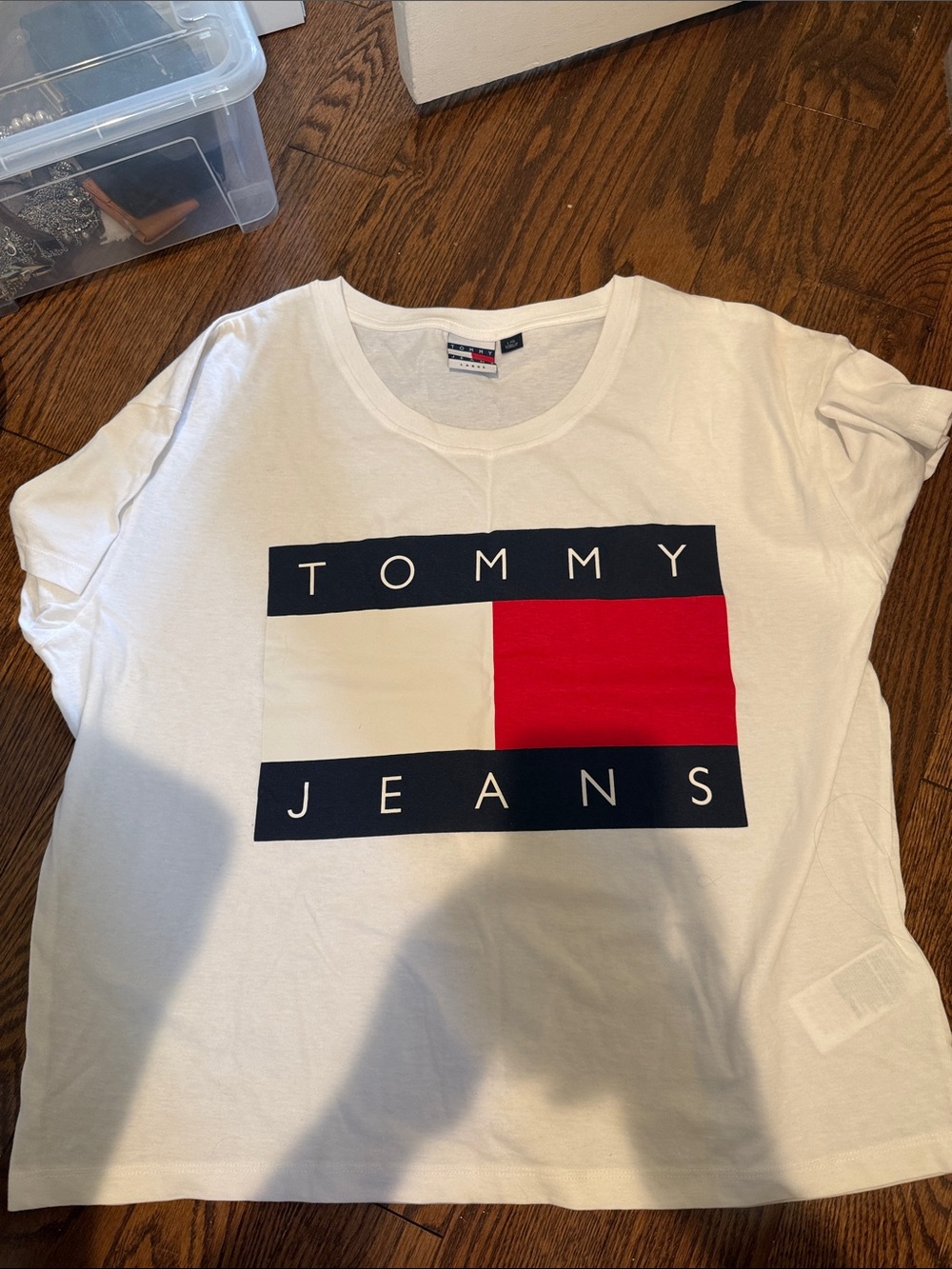 Tommy Hilfiger White Tee with Red & Navy Logo